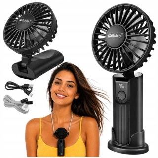 Mini ručný ventilátor čierny s USB-C nabíjaním