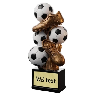 Futbalová trofej s loptami a kopačkami 16,5 cm