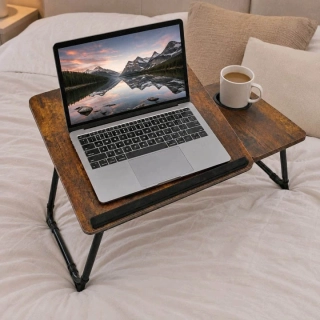 Skladací stolík pod notebook s nastaviteľným sklonom hnedý