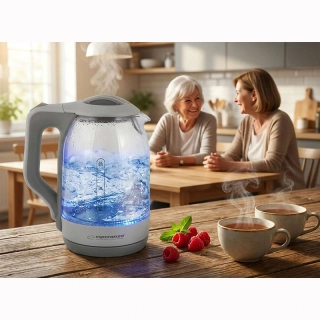 Sklenená rýchlovarná kanvica Esperanza YUKON 1,7 l biela