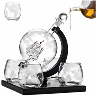 Karafa Globe 1000 ml so 4 pohármi na whisky