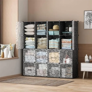 Veľká modulárna skriňa HÖGLER 16 modulov 144 x 144 x 37 cm čierna
