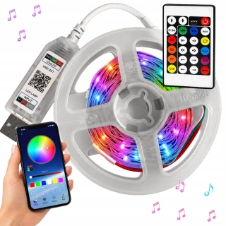 RGB IC LED pás 5 m s Bluetooth, aplikáciou a diaľkovým ovládaním