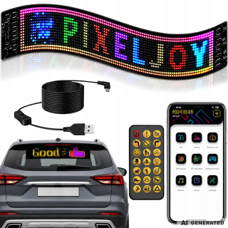 Programovateľný flexibilný LED panel 16 × 64 na sklo s aplikáciou