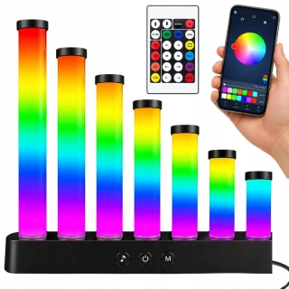 Dekoratívna RGB LED lampa Equalizer s Music Sync, aplikáciou a ovládačom