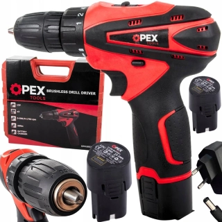 Aku vŕtačka a skrutkovač Opex 12 V s 2 batériami, príslušenstvom a kufríkom