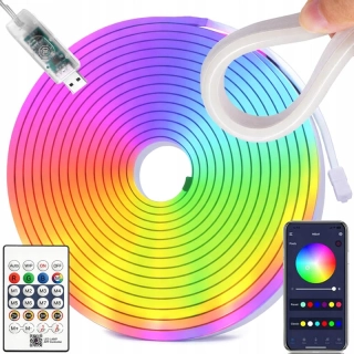 RGB LED neónový pás 5 m s aplikáciou, diaľkovým ovládaním a hudobným režimom