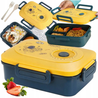 Lunch box s priehradkami a príborom na desiatu aj obed zelený