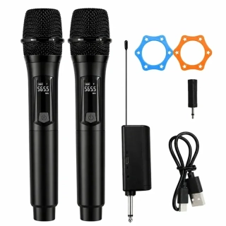 Bezdrôtové mikrofóny 2 ks s prijímačom pre karaoke, vystúpenia a prezentácie