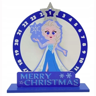 Drevený adventný kalendár Disney Ľadové kráľovstvo – Elsa 28 × 30 × 7 cm