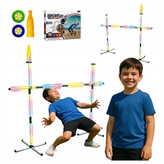 LED hra 2 v 1 Limbo a hádzanie frisbee na fľaše