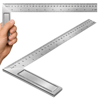 Hliníkový stolársky uholník 30 cm s meracou stupnicou