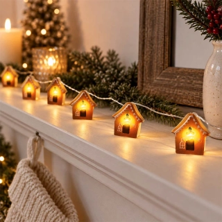 Vianočná LED svetelná reťaz perníkové domčeky 20 LED 2 m
