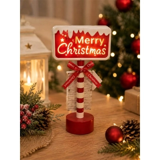 Vianočná LED dopravná značka MERRY CHRISTMAS – vianočná dekorácia 16 × 8 × 27 cm