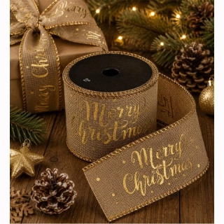 Vianočná dekoratívna stuha Merry Christmas 6,5 cm × 2 m