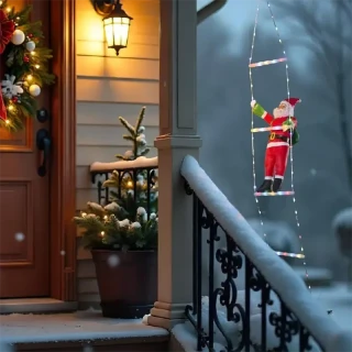 Vianočná LED dekorácia Santa Claus na rebríku 155 cm s diaľkovým ovládaním