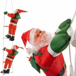Vianočná dekorácia Santa Claus na rebríku 70 cm – 2 postavičky