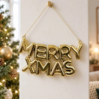 Zlatý závesný nápis Merry Xmas 20 cm