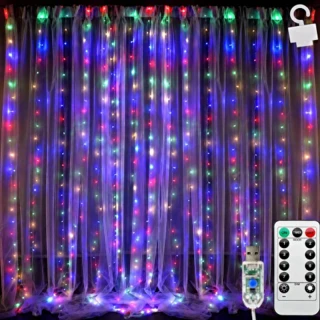 LED svetelný záves 3 × 3 m 300 LED multicolor s diaľkovým ovládaním