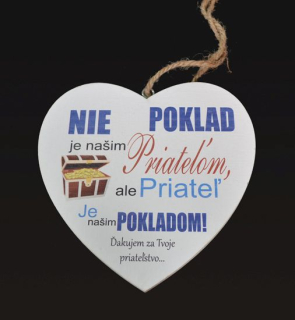 Tabuľka drevená srdce 20cm Priateľ poklad