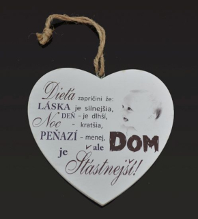 Tabuľka drevená srdce 20cm Dieťa