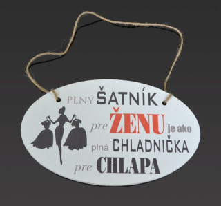 Tabuľka drevená elipsa 18x11cm Plný šatník