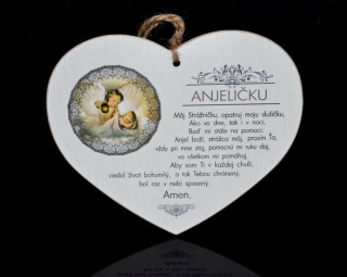 Tabuľka drevená srdce 20cm Anjeličku