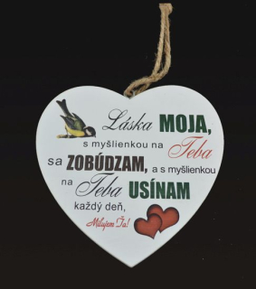 Tabuľka drevená srdce 15cm Láska moja
