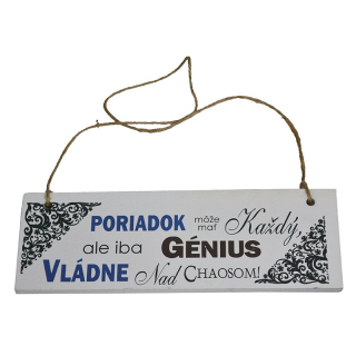 Tabuľka drevená obdĺžnik 18x6cm Poriadok