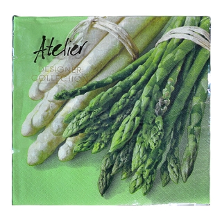 Servítky Atelier 33x33cm 20ks Špargľa