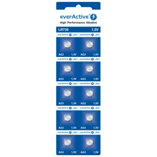 Alkalické gombíkové batérie everActive AG3 LR736 – balenie 10 ks